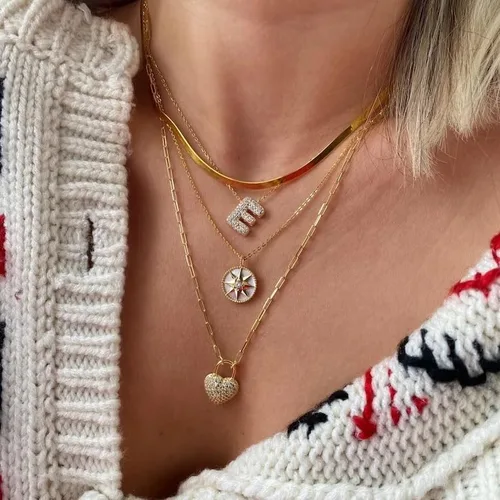 Miniatura 8 de Elizz Jewels Collar con inicial de letra CZ de burbuja, dije con nombre con dije del alfabeto, collar de globo de circonita cúbica brillante
