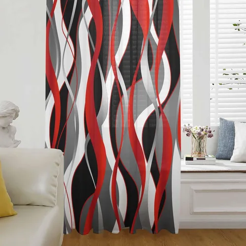Miniatura 11 de Cortinas traslúcidas de playa de 63 pulgadas de largo, panel de cortina traslúcida para sala de estar, cortinas de cocina con bolsillo para barra