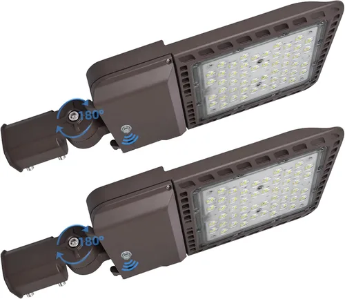 Miniatura 12 de Paquete de 4 luces LED de estacionamiento para exteriores de 300 W con fotocélula del atardecer al amanecer y ajustador deslizante, luz diurna