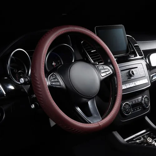 Miniatura 20 de Lord Autofashion - Funda para volante, piel sintética, interior de goma antideslizante, comodidad para todas las estaciones, 14.5-15 pulgadas