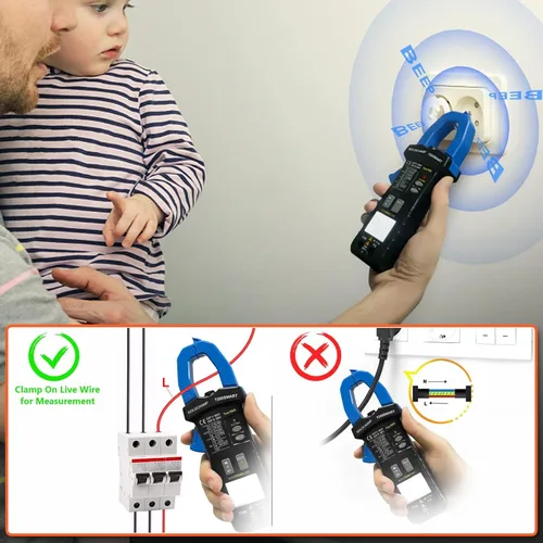 Miniatura 5 de Abrazadera digital 6000 cuentas, multímetro TRMS de rango automático mide voltaje CA/CC, resistencia, capacitancia, continuidad, diodo, NCV