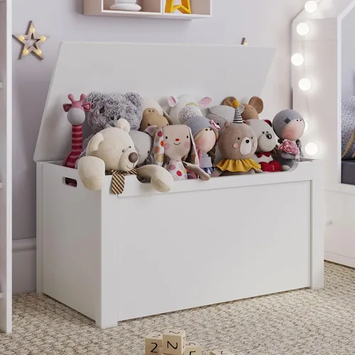 Miniatura 9 de Sturdis Caja de juguetes de madera, amplio compartimento de almacenamiento y organización, organizador de almacenamiento de juguetes para sala