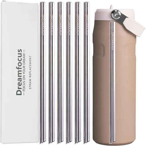 Miniatura 8 de Dreamfocus Pajitas de metal reutilizables de acero inoxidable de repuesto para Stanley IceFlow Aerolight Flip Straw 2.0 botella de 16 onzas, paquete