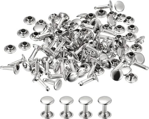 Miniatura 8 de uxcell 100 juegos de remaches de cuero, remaches de doble tapa de 0.354 pulgadas, remaches de metal de 0.472 pulgadas de altura, remaches para Tono