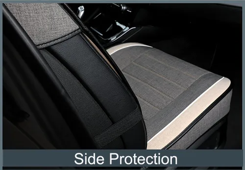 Miniatura 3 de 2 fundas para asiento delantero de automóvil, transpirable, a prueba de sudor, tela de tela sintética de lino fino, cojín de ajuste universal
