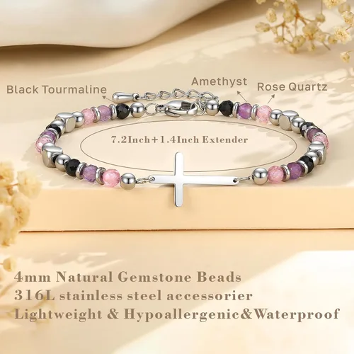 Miniatura 4 de Pulsera de cruz cristiana para mujeres y adolescentes, joyería de fe para aliviar la ansiedad, regalos de confirmación de Pascua, regalos de primera