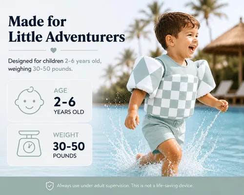 Miniatura 3 de KIDSco Swim Vest for Kids 30-50 lbs. A Puddle Jumper Swimming Float Aid with Shoulder Straps and Arm Water Wings. for Boys and Girls Aged 2-6
