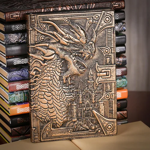 Miniatura 6 de Diario sin forro – DND Dragon Brass 3D en relieve de tapa dura, cuaderno de bocetos A5 en blanco, 8.4 x 5.7 pulgadas (100 hojas, 200 páginas)