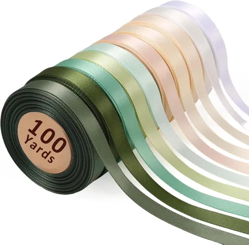 Miniatura 9 de LaRibbons Cinta de Satén de 3/8 Pulgadas 100 Yardas para Manualidades, 10 Yardas/Rollo 10 Rollos Paquete de Cinta de Satén Arcoíris de Doble Cara