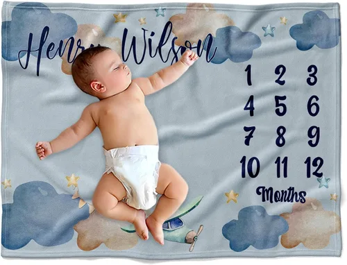 Miniatura 20 de Manta de bebé de avión personalizada, manta de bebé con nombre, manta de bebé con nombre, manta de bebé niño, manta de bebé con monograma, manta