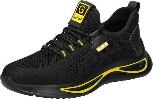 GLANOUDUN Zapatos con punta de acero para hombre, zapatos de trabajo para hombres, zapatos de seguridad ligeros y cómodos, puntera de acero, zapatos