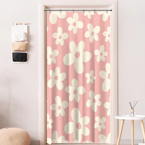 Miniatura 30 de Cortina de ducha pequeña para casa rodante, tamaño medio, estilo retro de los 70, con flores bonitas, estética abstracta de margaritas, decorativa