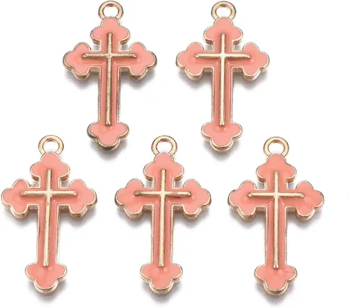 Miniatura 6 de Colgantes de aleación de cruz esmaltada Crucifijo Cruz Metal Colgantes para DIY Pendiente Pulsera Collar Llavero Joyería Fabricación Artesanía