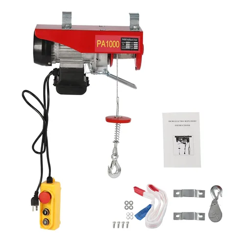 Miniatura 8 de Polipasto eléctrico de 440 libras con control remoto con cable y cabrestante eléctrico de eslingas simples/dobles, alzamiento de ático, elevador