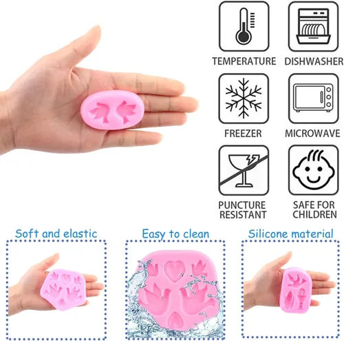 Miniatura 2 de Mujiang Molde de silicona de comunión para fondant de paloma, molde de caramelo con manos rezando para decoración de pasteles, pasta de goma