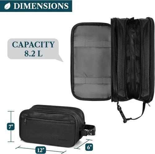 Miniatura 3 de PAVILIA - Bolsa de aseo para hombres, estuche de viaje esencial con kit de afeitado Dopp, bolsa de viaje organizadora de artículos de tocador
