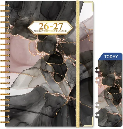 Agenda 2026-2027, de julio de 2026 a junio de 2027, semanal y mensual, 6.25 x 8.5 pulgadas, con pestañas de página, calendario de tapa dura con