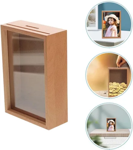 Miniatura 5 de Alipis Alcancía pequeña para ahorro de monedas, ahorro de presupuesto, para adultos, banco de dinero, tarro de dinero para adultos, marco de fotos