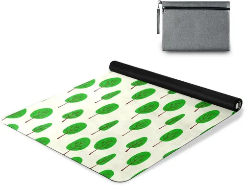 Miniatura 9 de Cartoon Tree Thin Yoga Mat with Bag, Non Slip Fitness Workout Mat, Foldable Suede Rubber Yoga Mat for Yoga Pilates and Fitness, 70.8" L x 26" W x 1mm