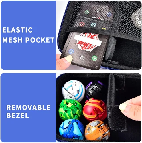 Miniatura 2 de Funda compatible con Bakugan para Baku Gear Pack, organizador de juguetes, almacenamiento para tarjetas Bakucores y figuras de acción ultra Azul