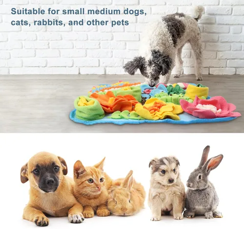 Miniatura 7 de Tapete de olfateo para perros, gatos, conejos, tapete de alimentación de golosinas para mascotas, 15.4 x 15.4 pulgadas para pequeños y medianos