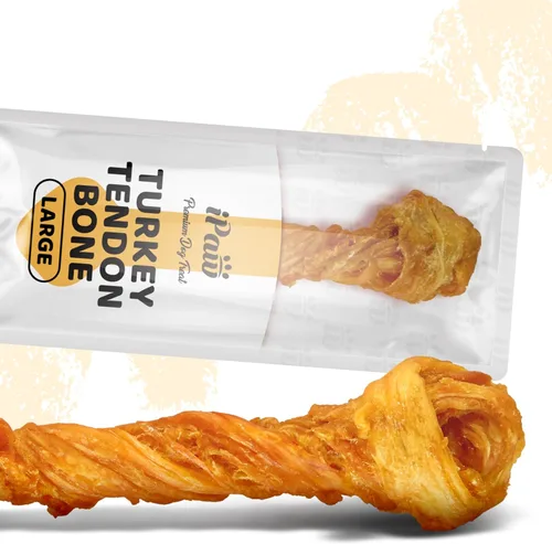 iPaw Tendón de Pavo para Perros, Ingrediente Procedente de Estados Unidos, Hipoalergénico, Masticable Totalmente Natural para Cachorros de Grado