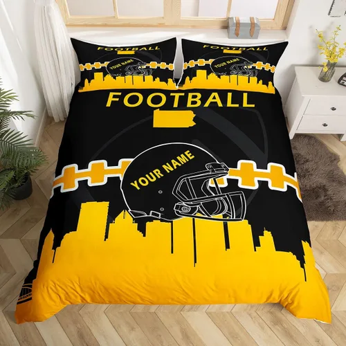 Miniatura 22 de Erosebridal Juego de funda de edredón personalizada para niños y niñas, juego de cama de jugadores de fútbol, funda de edredón de rugby con 1 funda
