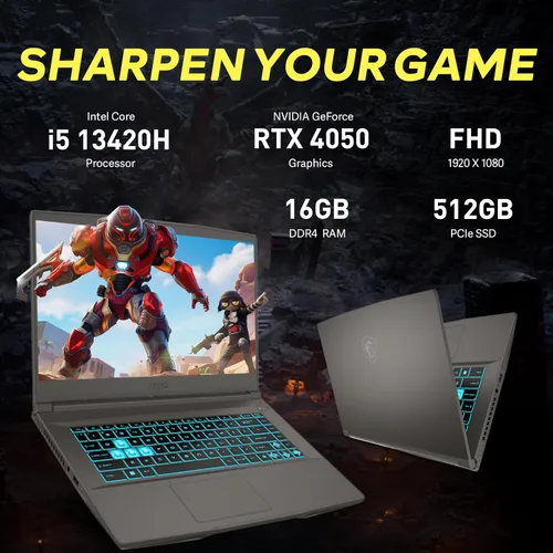 Miniatura 3 de msi Portátil para juegos Thin 15 FHD 144Hz de 15.6 pulgadas, Intel i5-13420H, NVIDIA GeForce RTX 4050, 16 GB DDR4 RAM, 512 GB PCIe SSD, teclado