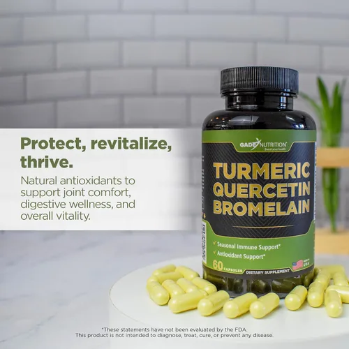 Miniatura 8 de Gade Nutrition - Suplemento de quercetina de cúrcuma con bromelina Suplemento en cápsulas para apoyo inmunológico, alivio de alergias, apoyo