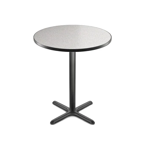 OEF Furnishings Mesa de café – Base en X, 42 pulgadas de altura, parte superior redonda de 36 pulgadas, nebulosa gris/marco negro – Mesa de bistró