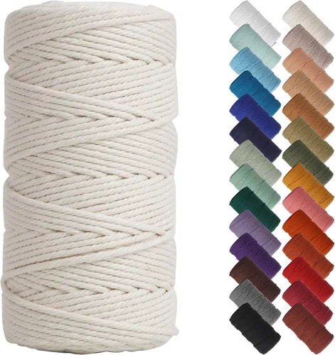 Miniatura 143 de NOANTA - Cuerda de macramé color beige natural, 1/8 pulgadas (3 mm) x 109 yardas (100 metros), cuerda de algodón colorido para colgar en la pared