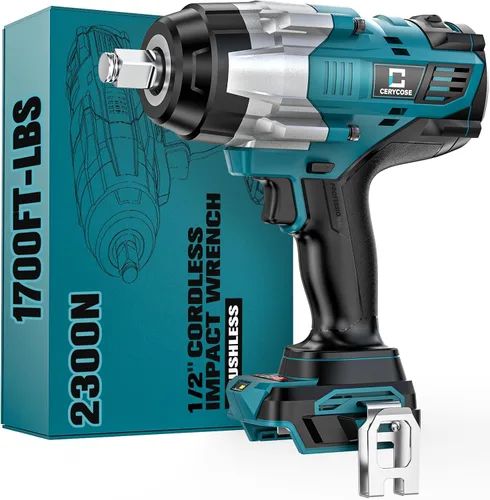 Miniatura 20 de Llave de impacto inalámbrica de 1/2 pulgada compatible con batería Dewalt: Llave de impacto de alto torque de 1700 pies-libras, herramienta