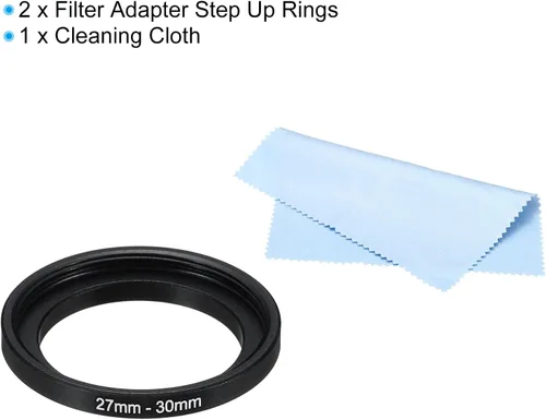 Miniatura 3 de PATIKIL Anillo elevador de metal de 27 a 1.181 in con paño de limpieza, paquete de 2 anillos adaptadores de filtro de lente de cámara, anillo