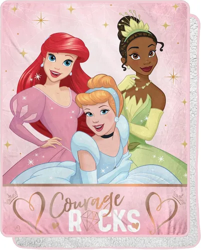 NORTHWEST Disney Princess - Manta Sherpa de seda táctil, 40 x 50 pulgadas, princesas mecedoras