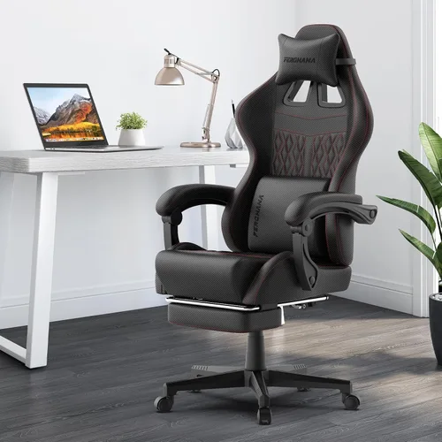 Miniatura 2 de Ferghana Silla vintage de piel sintética para juegos, silla ergonómica para jugadores con masaje, silla de oficina de computadora con respaldo alto