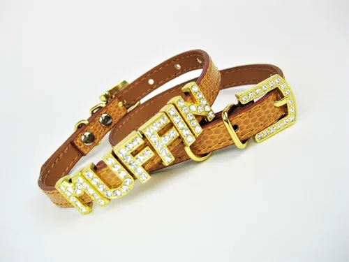 House of Furbaby Collar de perro extra pequeño | Personalizado | Collar fino para perro | Dorado Luxe | para Chihuahua, Yorkie, Minion, Shih Tzu o