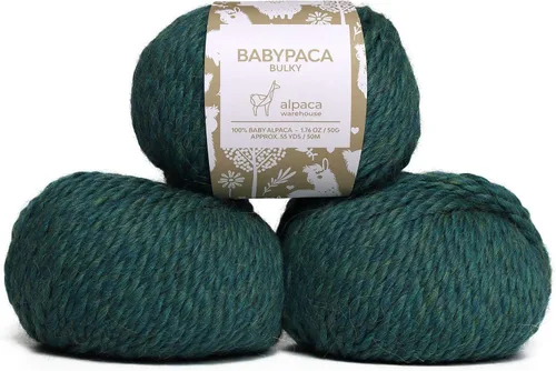 Miniatura 32 de 100 % lana de alpaca bebé en peso voluminoso - Celestialmente suave y perfecta para tejer y hacer crochet (Blanco Alabastro, Voluminoso - 3 madejas)