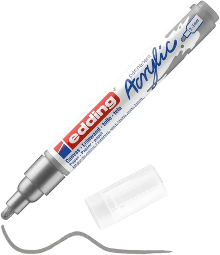 Miniatura 24 de edding 5100 Medium Grey-1 Punta redonda impermeable de 0.079-0.118 in, pintura acrílica para dibujar sobre lienzo, papel de arte y marcadores