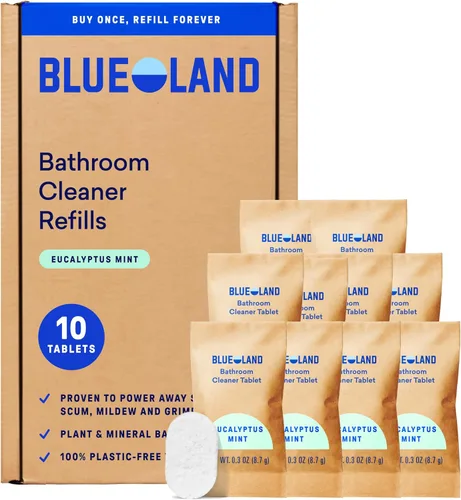 Miniatura 11 de BLUELAND Limpiador de baño, paquete de 4 recargas, aroma a menta de eucalipto, suministros de limpieza ecológicos, 4 x 24 onzas líquidas