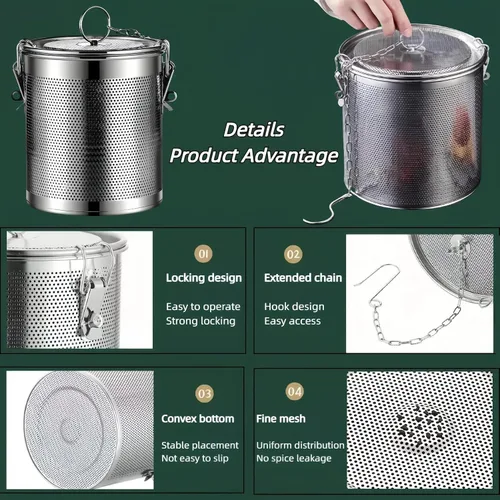 Miniatura 3 de Colador de condimentos, filtro de especias de acero inoxidable, filtro de especias de cocina, diseño de malla, colador de bolas de té, condimentos