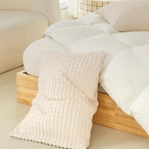 Miniatura 2 de WARMDERN - Fundas de almohada beige tamaño queen, fundas de almohada estándar, juego de 6 fundas de almohada de microfibra suave, textura boho