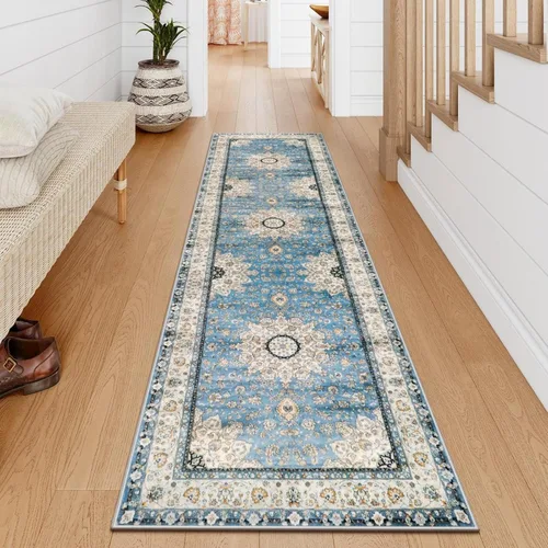 Miniatura 74 de Lahome Alfombra tribal bohemia de 2 x 3 pies, alfombra verde pequeña para entrada, suave, antideslizante, lavable, alfombra de baño bohemia de pelo