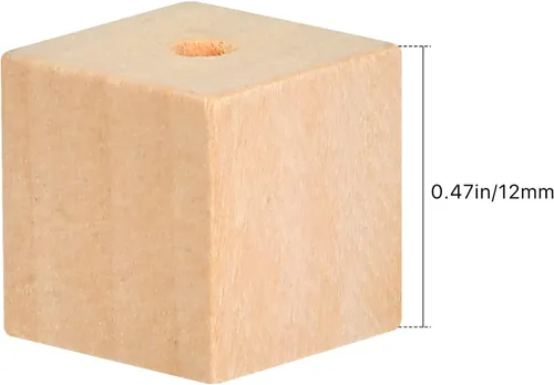 Miniatura 2 de Supkiir Cubos de madera para manualidades, 100 bloques de madera con agujeros, cubos de madera sin terminar para proyectos de bricolaje, alfabeto