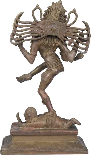 Miniatura 3 de Exotic India Dancing Shiva - Estatua de latón - Color increíble color antiguo Chola