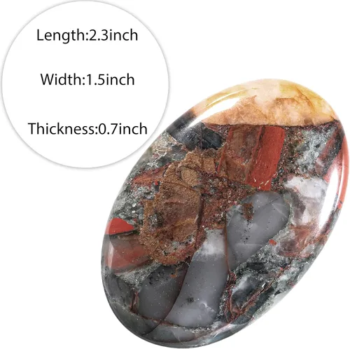 Miniatura 3 de Rockcloud Piedra de sangre pulida de África, piedra de palma ovalada para aliviar la ansiedad, el estrés, decoración de mesa de oficina en casa