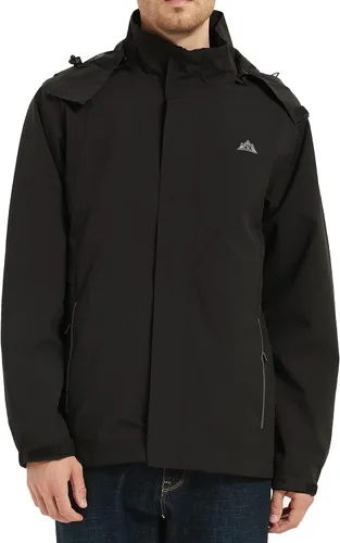 Miniatura 2 de MOERDENG Chaqueta impermeable para hombre, ligera, con capucha, para senderismo, cortavientos softshell