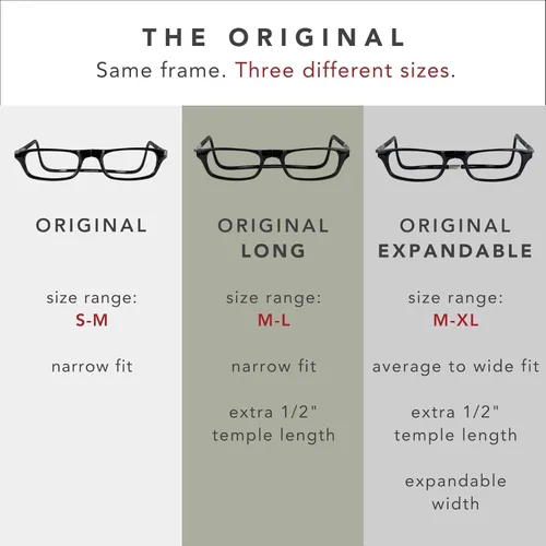 Miniatura 5 de Clic Lentes de lectura magnéticos, lectores ajustables para colgar en el cuello, ajuste seguro con diadema rígida, expandibles originales