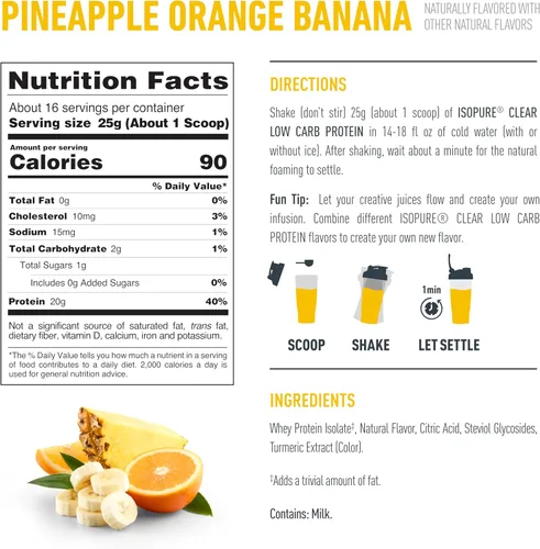 Miniatura 7 de Isopure - polvo de proteína de suero de leche con sabor a fruta ligera refrescante