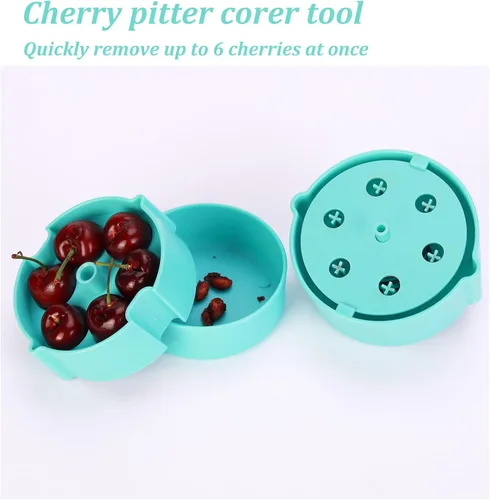 Miniatura 4 de Cherry Pitter - Herramienta portátil de descorazonador de cerezas, hoyos de hasta 6 cerezas a la vez, apta para lavavajillas, construcción de ABS