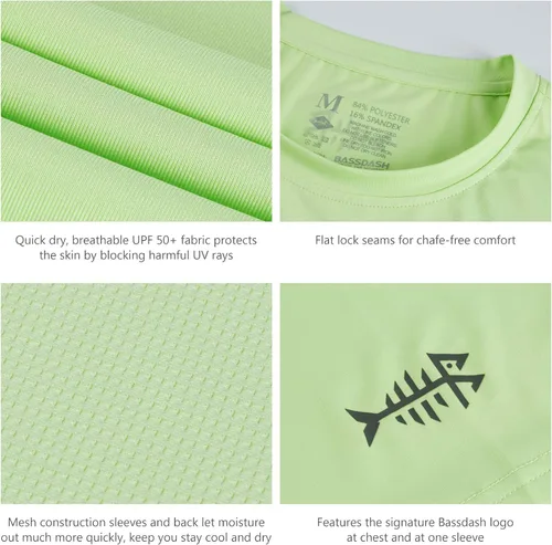 Miniatura 4 de BASSDASH Camiseta de pesca de manga corta con protección solar UPF 50+ para hombre
